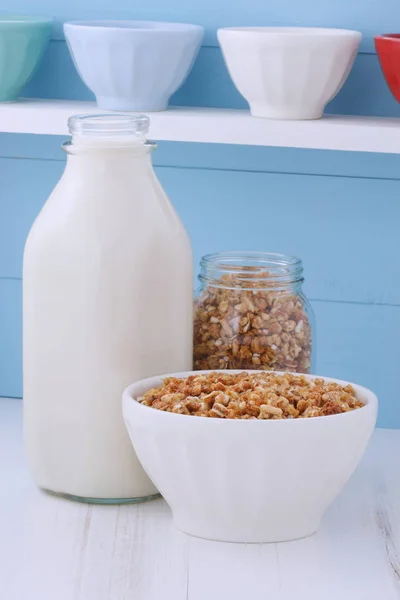 Delizioso Nutriente Leggermente Tostato Colazione Muesli Cereali Granola Stile Vintage — Foto Stock