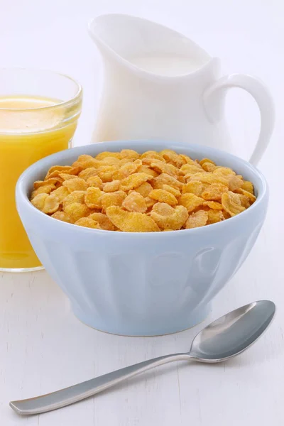Смачний Поживний Сніданок Кукурудзяні Пластівці Ретро Вінтажному Стилі — стокове фото