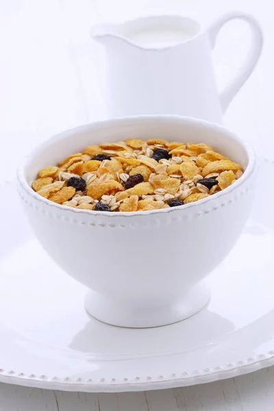 Delicioso Nutritivo Café Manhã Levemente Torrado Muesli Cereal Granola Estilo — Fotografia de Stock