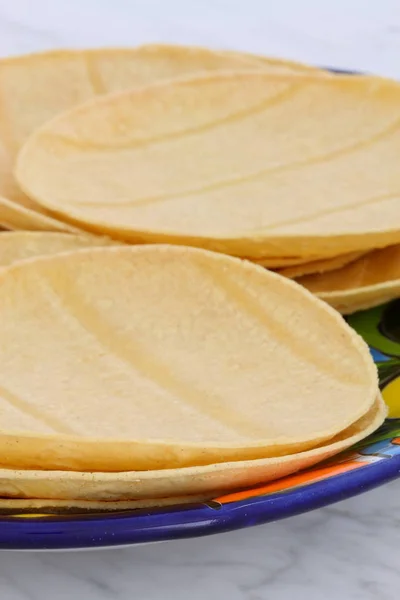 멕시코와 텍사스 멕시코 조리법에 복고풍 빈티지 대리석에 멕시코 옥수수 Tortillas — 스톡 사진