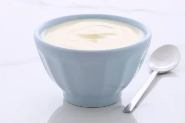 Pyszne Pożywne Zdrowe Świeże Zwykły Jogurt Wzór Włoski Carrara Marmuru — Zdjęcie stockowe