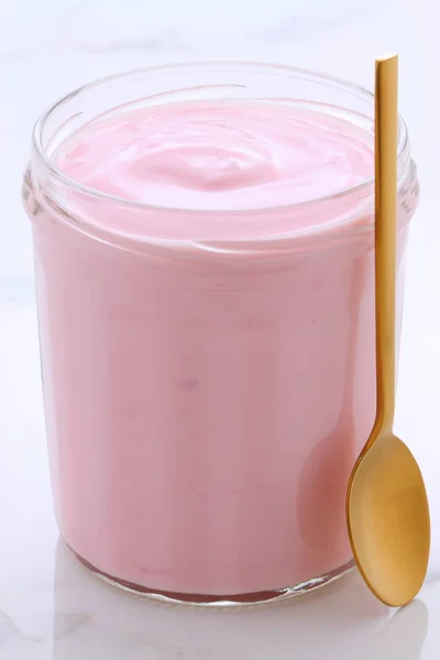 Delicioso Iogurte Estilo Creme Vintage Com Toda Fruta Misturada Interior — Fotografia de Stock