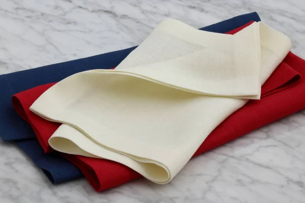 Lovely linen hemstitch napkins Royalty Free Stock Photos