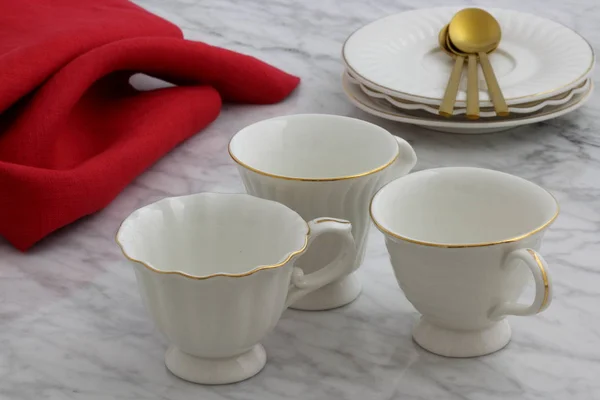 Lindo conjunto de xícaras de chá — Fotografia de Stock