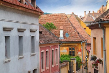 Renkli binalar Sighisoara, Romanya güzel görünüm