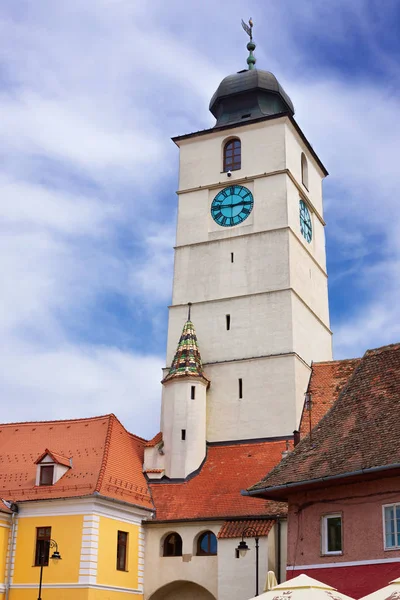 Widok Miasto Sibiu Wieży Rady Rumunia — Zdjęcie stockowe