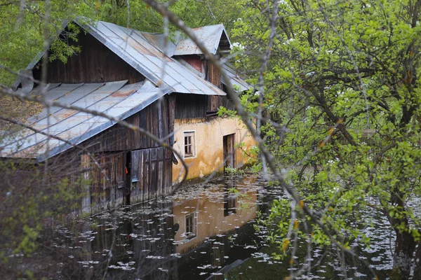 Abandoned old house on flood in Romania