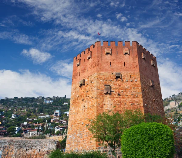 Vista Sulla Torre Rossa Kizil Kule Alanya Turchia — Foto Stock