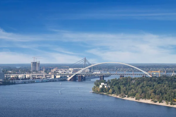 Kiev Oekraïne Oktober 2020 Stadsgezicht Van Kiev Brug Podilsky Bridge — Stockfoto