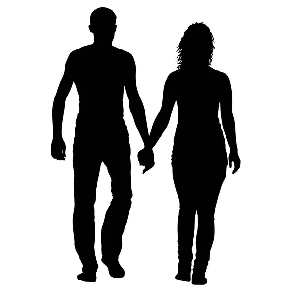 Couples man and woman silhouettes on a white background — Stock Vector