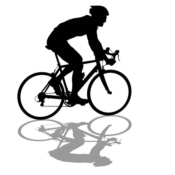 Silhouette d'un cycliste masculin sur fond blanc — Image vectorielle