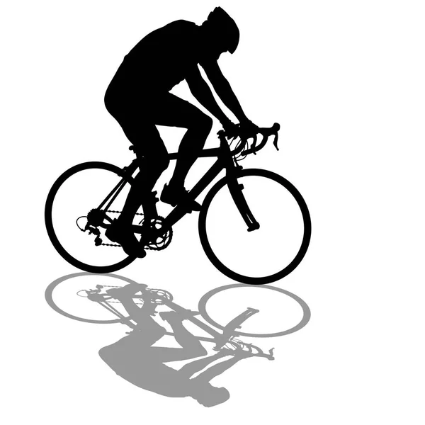 Silhouette d'un cycliste masculin sur fond blanc — Image vectorielle