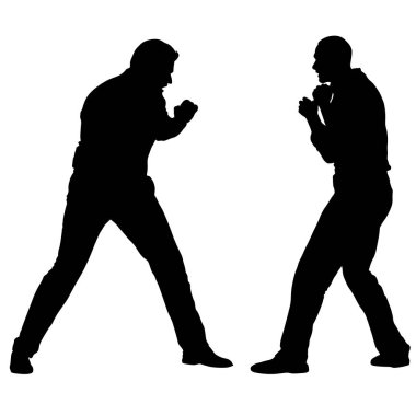 Beyaz arka planda siyah bir boksör silueti.