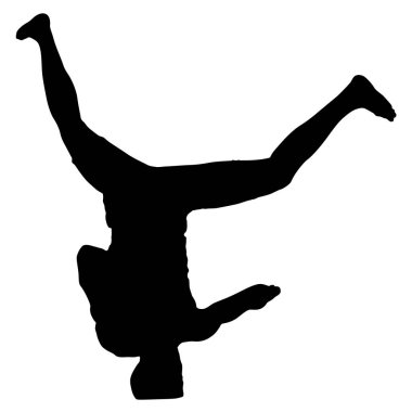 Siyah Siluetler beyaz arka planda break dansçı