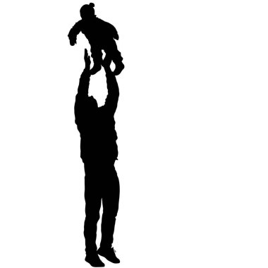 Beyaz arka planda mutlu aile silueti