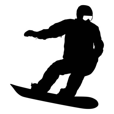 Siyah beyaz arka plan illüstrasyon snowboard siluetleri