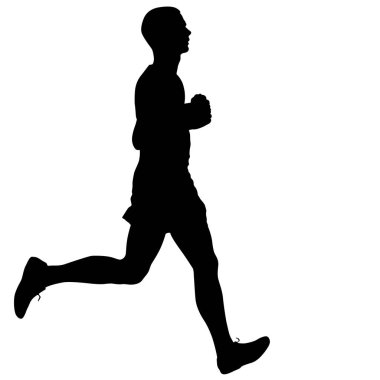 Siyah Siluetler Koşucular beyaz arka planda koşucular