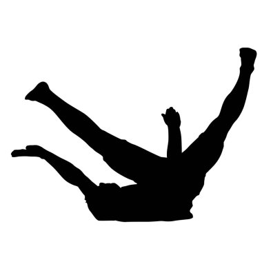 Siyah Siluetler beyaz arka planda break dansçı