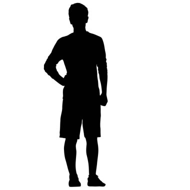 Ayakta, insanlar beyaz arka planda siyah siluet kişi