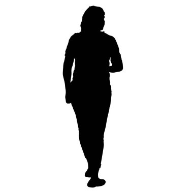 Duran, insanlar beyaz arka planda siyah siluet kadın