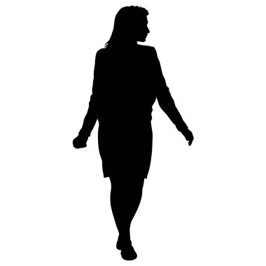 Duran, insanlar beyaz arka planda siyah siluet kadın
