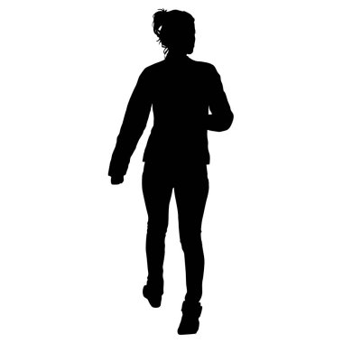 Duran, insanlar beyaz arka planda siyah siluet kadın