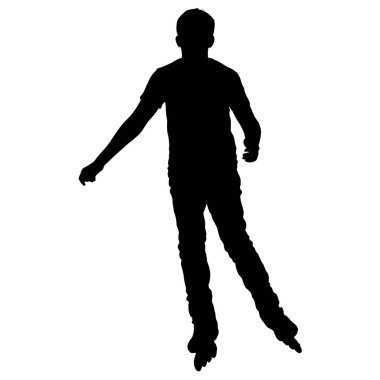 Beyaz arka planda paten kayan bir atletin siyah silüeti.