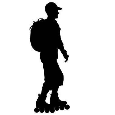 Beyaz arka planda paten kayan bir atletin siyah silüeti.