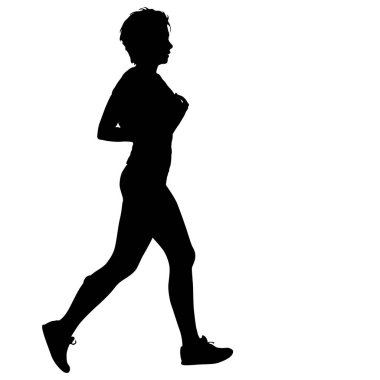 Siyah Siluetler Koşucular beyaz arkaplanda koşuyor
