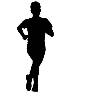 Siyah Siluetler Koşucular beyaz arka planda koşucular