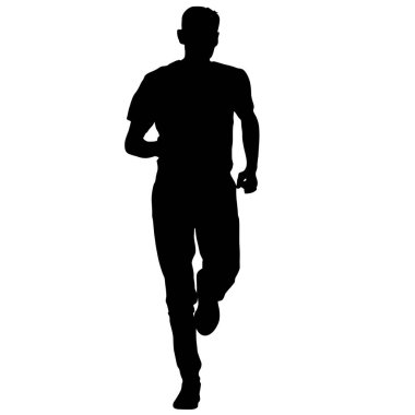 Siyah Siluetler Koşucular beyaz arka planda koşucular