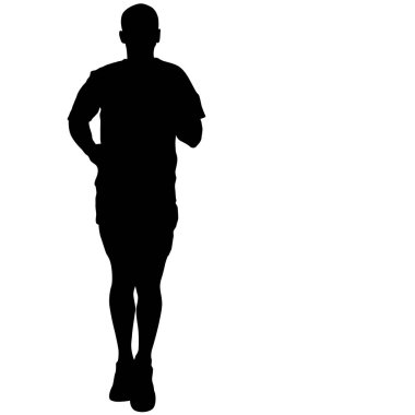 Siyah Siluetler Koşucular beyaz arka planda koşucular