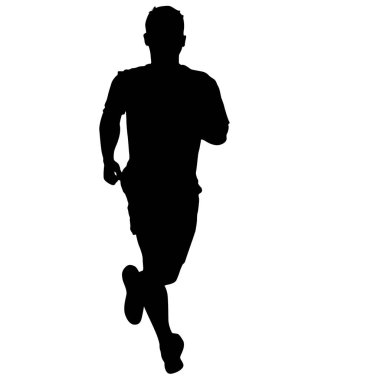 Siyah Siluetler Koşucular beyaz arka planda koşucular