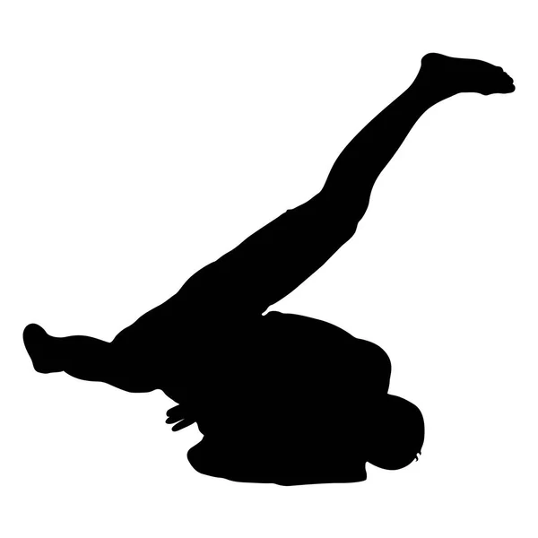 Black Silhouettes breakdancer na białym tle — Wektor stockowy