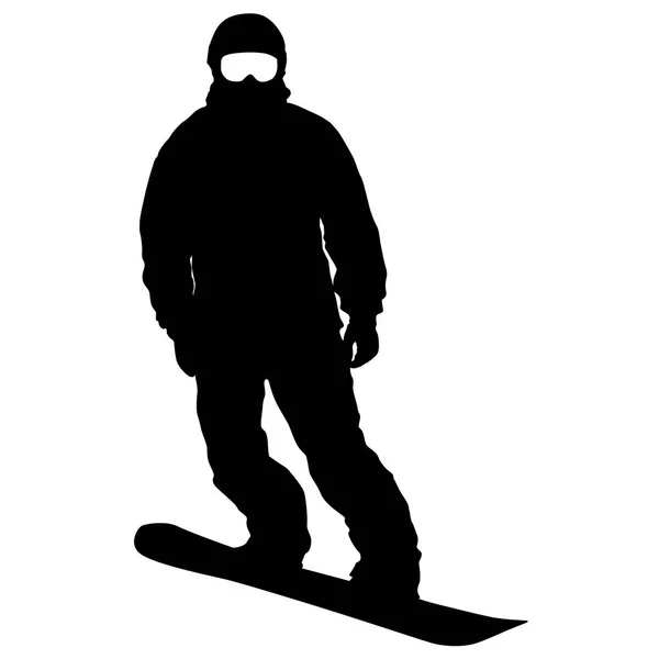 Fekete sziluettek snowboardosok ábrán fehér háttér — Stock Vector