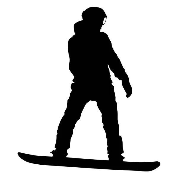 黑色剪影滑雪在白色背景例证 — 图库矢量图片