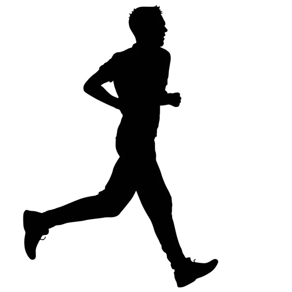 Fekete sziluettek Runners sprint férfiak fehér háttér — Stock Vector