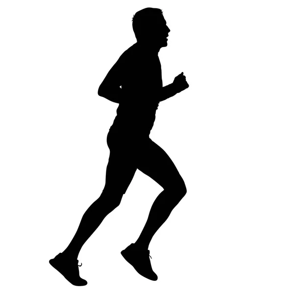Zwarte silhouetten Runners sprint mannen op witte achtergrond — Stockvector
