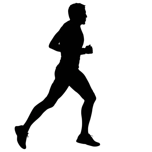 Silhouettes noires Runners sprint hommes sur fond blanc — Image vectorielle