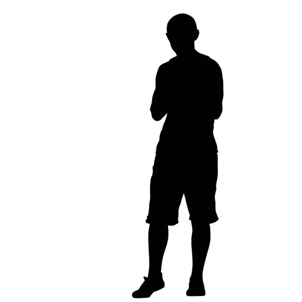 Zwarte silhouet man standing, mensen op witte achtergrond — Stockvector