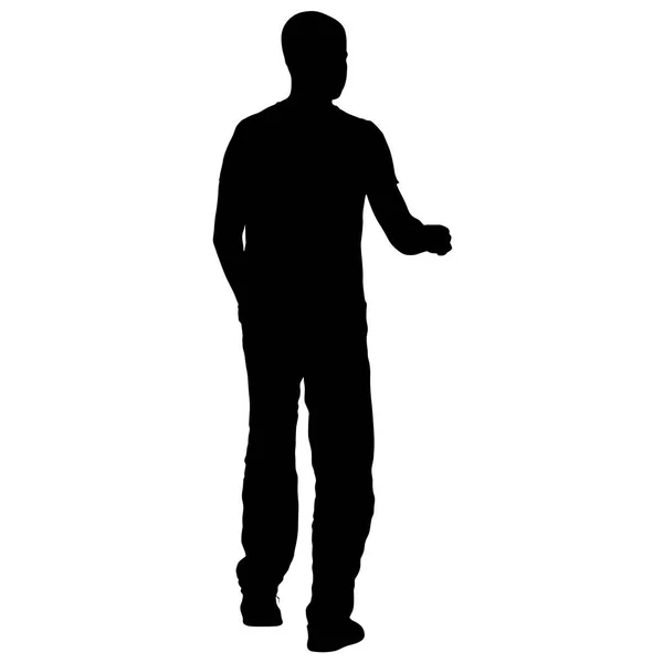 Černá silueta muže, lidé na bílém pozadí — Stockový vektor