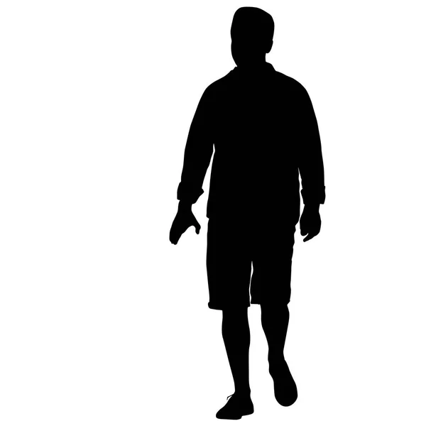 Hombre silueta negro de pie, gente sobre fondo blanco — Vector de stock