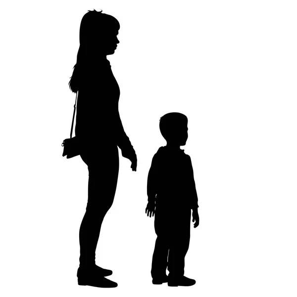 Silhouette di famiglia felice su uno sfondo bianco — Vettoriale Stock