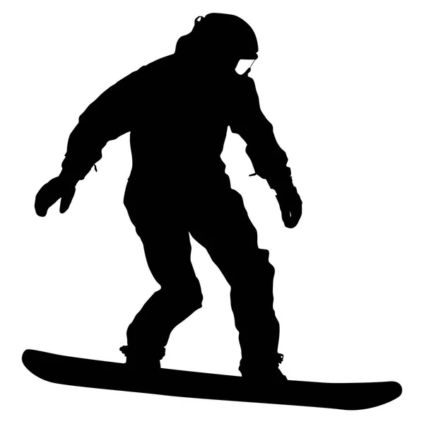 Черные силуэты сноубордистов на белом фоне иллюстрации — стоковый вектор