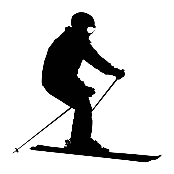 Ski de montagne vitesse descente de la pente sport silhouette — Image vectorielle