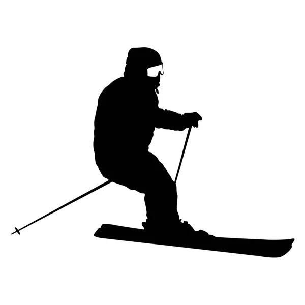 Ski de montagne vitesse descente de la pente sport silhouette — Image vectorielle