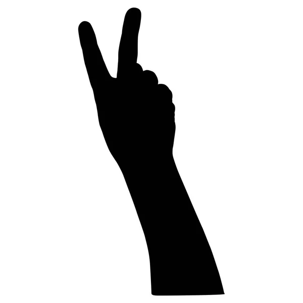 Silhouette nera delle mani su sfondo bianco — Vettoriale Stock