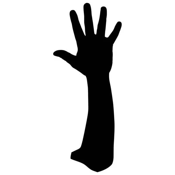 Silueta negra de manos sobre fondo blanco — Vector de stock
