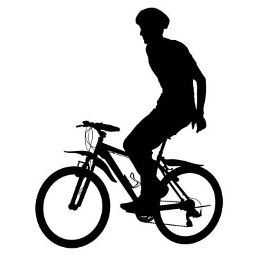 Beyaz zemin üzerinde bir bisikletçi erkek silüeti
