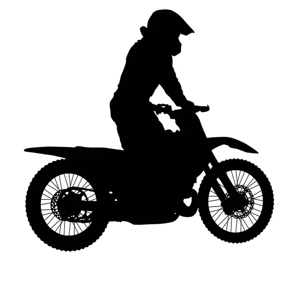 Sziluettek versenyző részt vesz a motocross bajnokság fehér háttér — Stock Vector